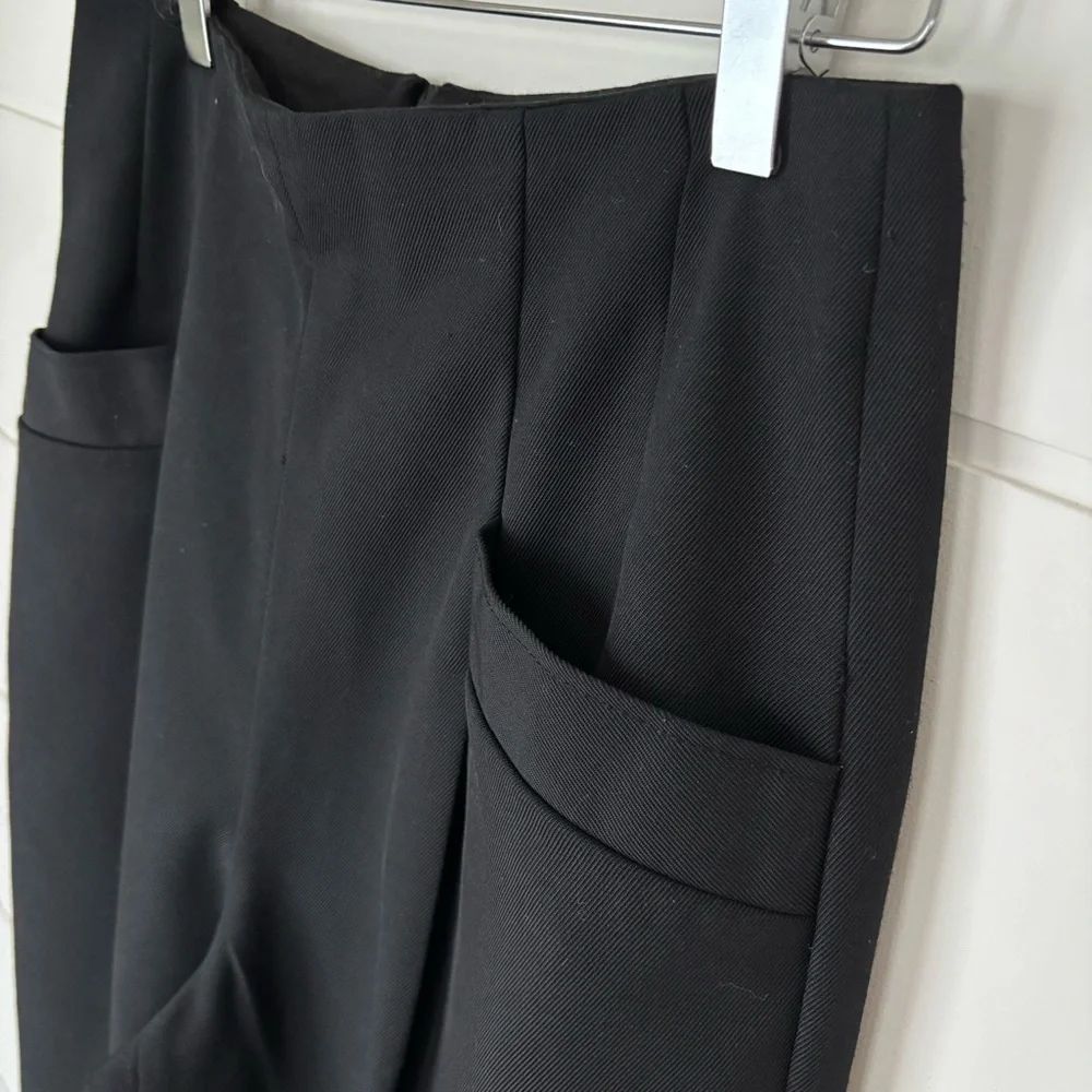 Sandro Wide Leg Cuffed Hem Black Trouser Pants Women's Size 40 - Picture 6 of 12